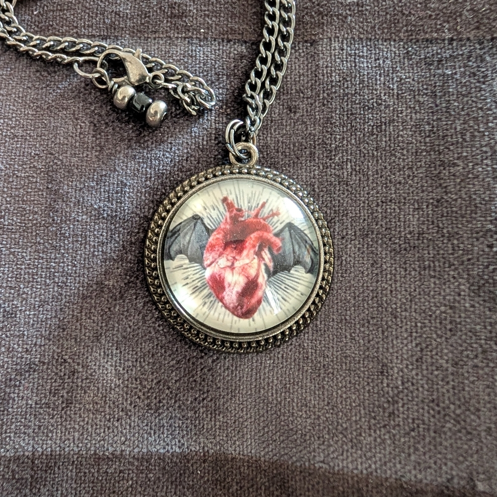 Winged Heart Pendant with Chain